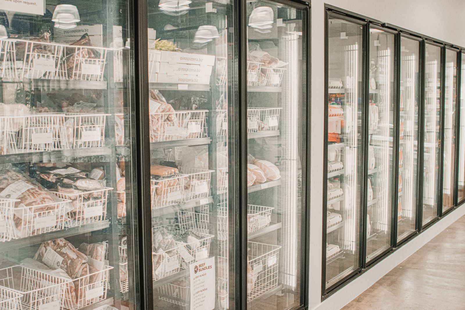 Frozen meat and poultry in cold storage
